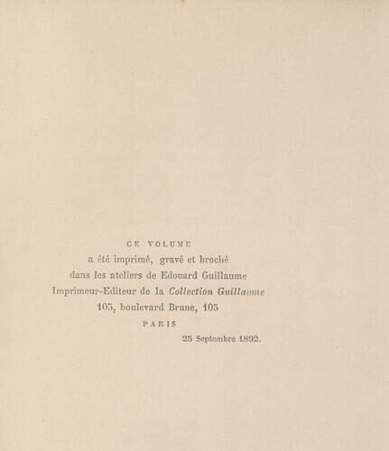 13.5 x 8 cm; 16 s.p. + 140 p. + [IV] p. + 32 appendix p., price of the book “2 francs” on its spine. L. 1 bookplate CPC o